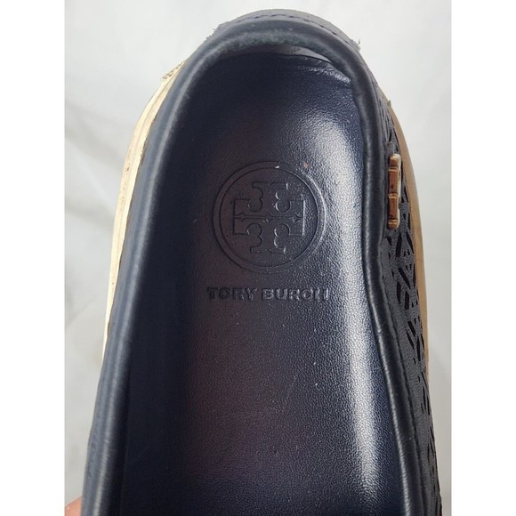 Tory Burch Lennon Laser Cut Slip On Sneaker Navy Blue Logo Perforated Shoes‎ 7.5 - Picture 6 of 9